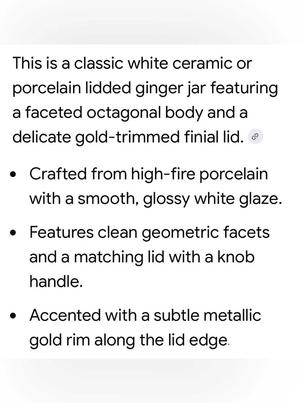 Royal Doulton White Ceramic Ginger Jar with Gold Trim